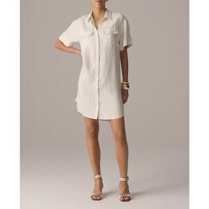 J Crew  Utility Linen Short Sleeve Mini Shirtdress US Women's M New